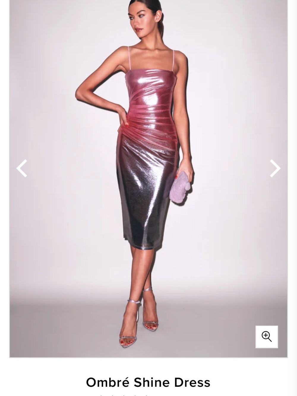 Fleur du Mal Metallic Ombré Slip Midi Dress in Pink and Silver